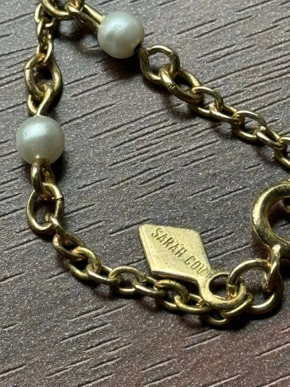 Vintage Sarah Coventry Faux Pearl Necklace Gold Tone
